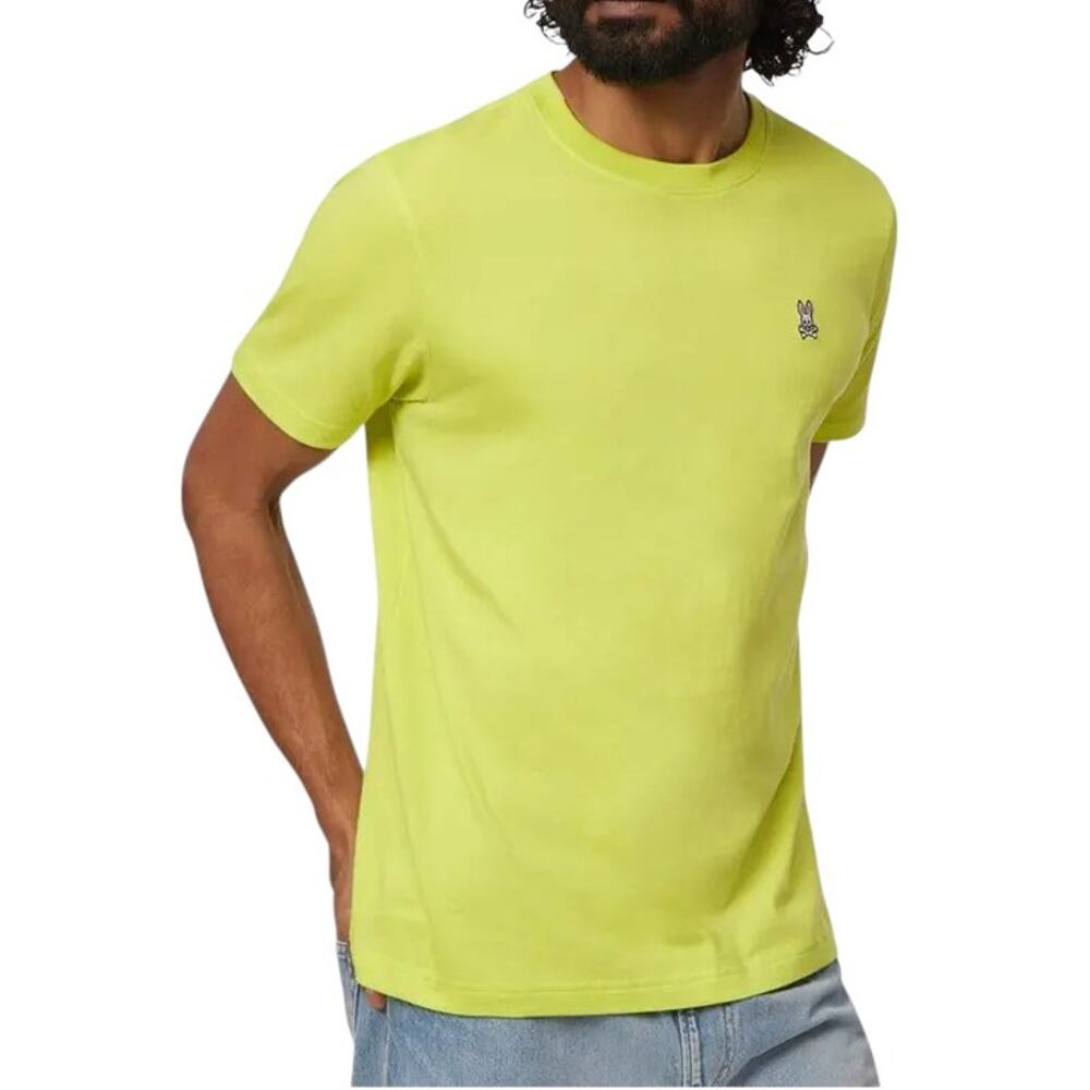 PSYCHO BUNNY Pima Cotton Classic Crewneck T-Shirt Men 7 (XL) Lime Everyday Boho